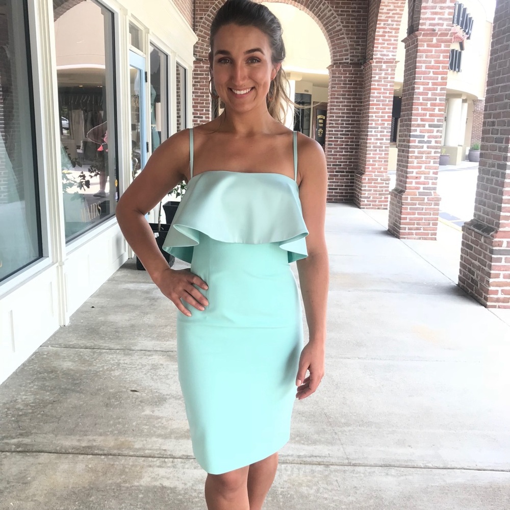 Mint dress with ruffle
